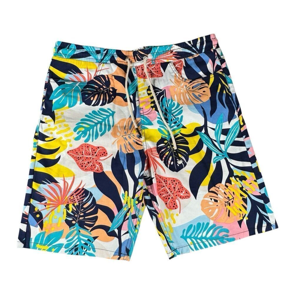 Men’s Sz L Preppy Fresh Prints Of Bel Air Monstera Shorts Drawstring Y2K 90's